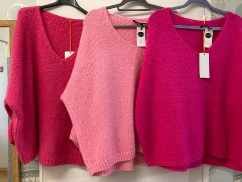 Italian One Size Mohair blend raspberry pink jumper