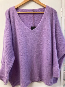 Italian One Size Mohair blend deep lilac jumper