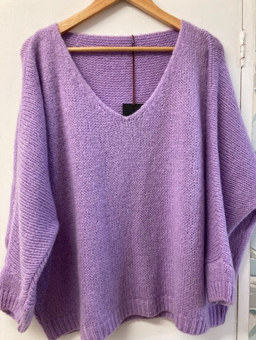 Italian One Size Mohair blend deep lilac jumper