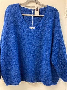 Italian One Size Mohair blend deep royal blue jumper