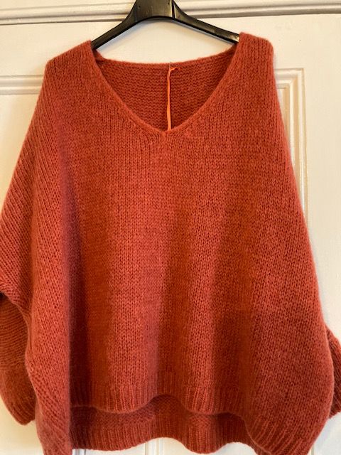 Italian One Size Mohair blend Deep Rust jumper