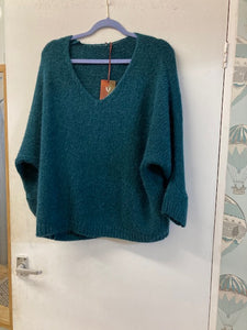 Italian One Size Mohair deep seagreen jumper