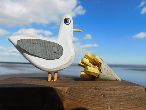 Handmade seagull wooden decor