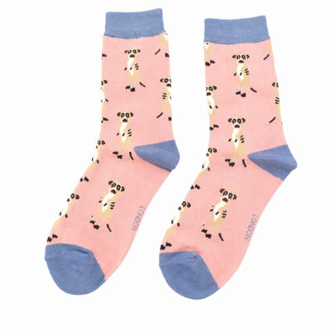 Ladies Dusky pink Meerkat new bamboo Socks