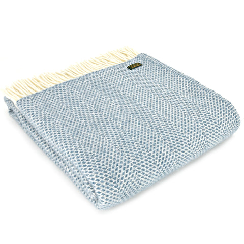 Tweedmill Petrol Blue Beehive Pure New Wool Blanket Throw