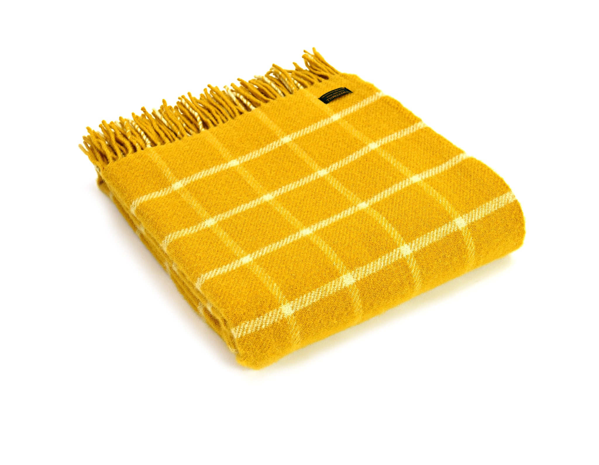 Bestselling Tweedmill Yellow chequered wool throw blanket