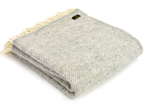 Tweedmill Silver Grey Herringbone Blanket Throw