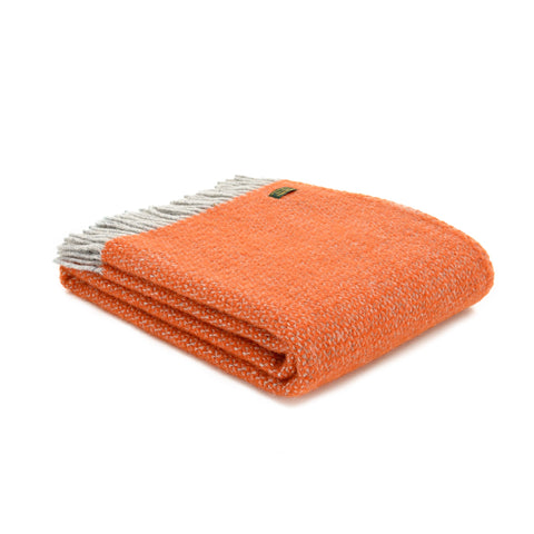 Tweedmill Pumpkin Orange Illusion Wool Blanket Throw