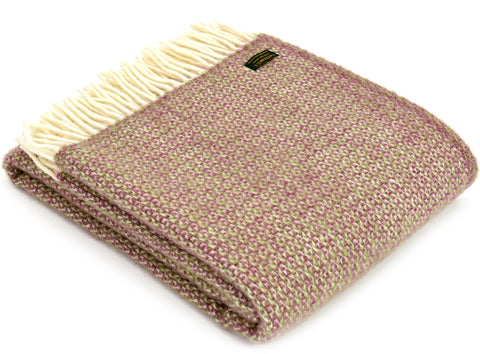 Tweedmill Rose Pink and Green Illusion Wool Blanket Throw