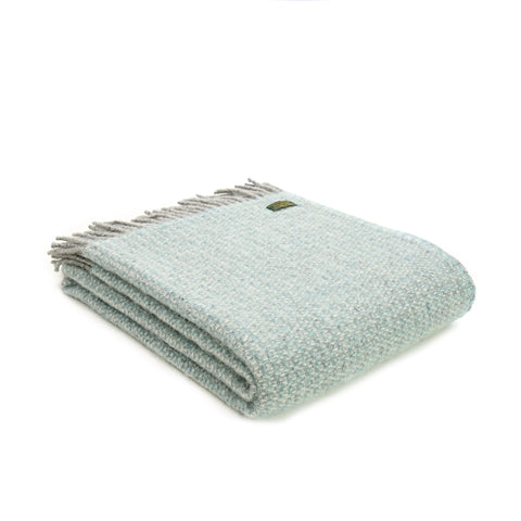 Tweedmill Illusion Spearmint with Grey Wool Blanket Throw