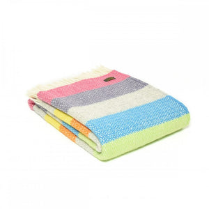 Brand New Tweedmill Tutti Frutti Stripe Design Multi Wool Blanket Throw