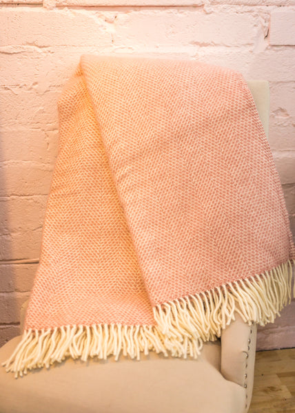 Tweedmill Pale Rose Pink Beehive Wool Blanket Throw